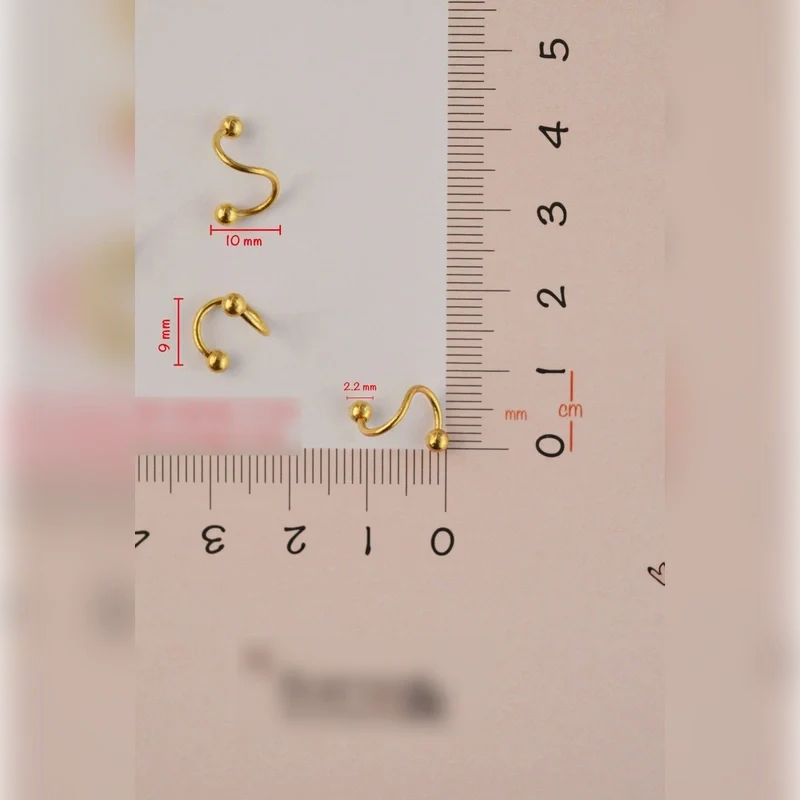 Twisted Piercing Spiral Piercing  Spiral Earrings Crimped Steel   for Tragus, Helix, and Cartilage  Gold Silver Black