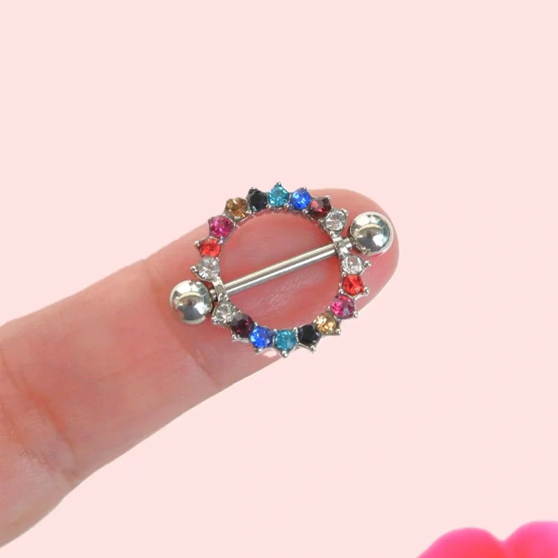 Multicoloured Ring Nipple Piercing Nipple Barbells Nipple Bar Body Piercing Bridge Barbells Body Jewelry Silver