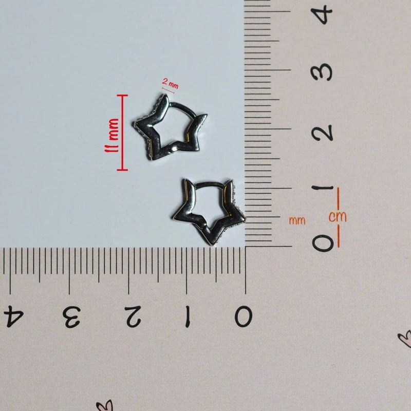 Stony Star Mini Earring, Tragus Piercing,  Helix Cartilage Earring Silver Color