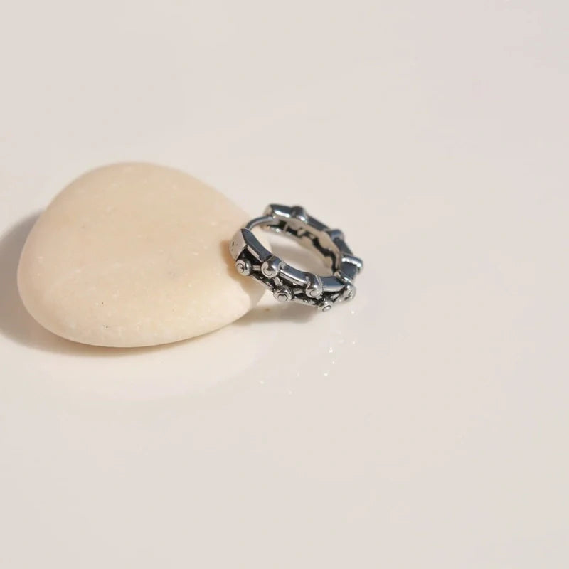 Antique Hoop Earrings Mens Earring Mens Earrings Male  Huggie Thumb Vintage Silver Black