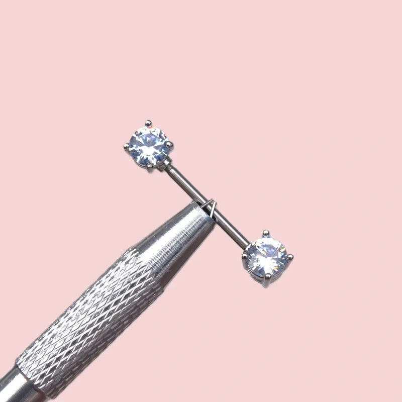 16 mm Nipple Piercing with Zircon Stones Nipple Piercing Nipple Barbells Nipple Bar Body Piercing Bridge Barbells Body Jewelry Silver