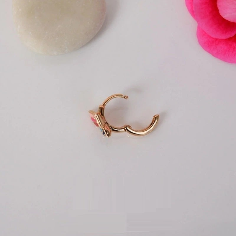 Colourful Butterfly Helix Piercing Earrings for Cartilage and Lobe - Gold Body
