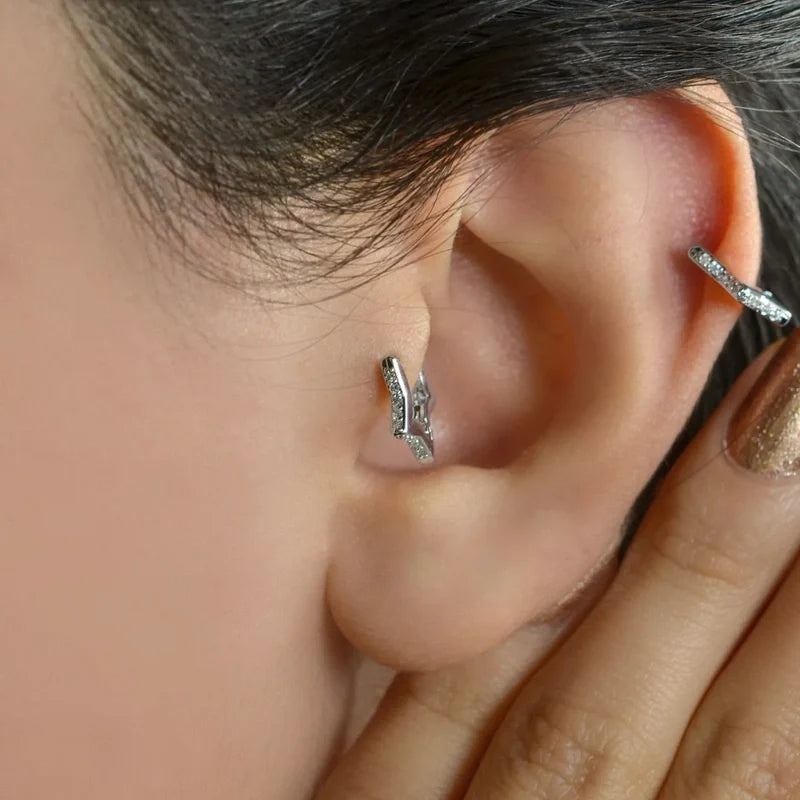 Stony Star Mini Earring, Tragus Piercing,  Helix Cartilage Earring Silver Color
