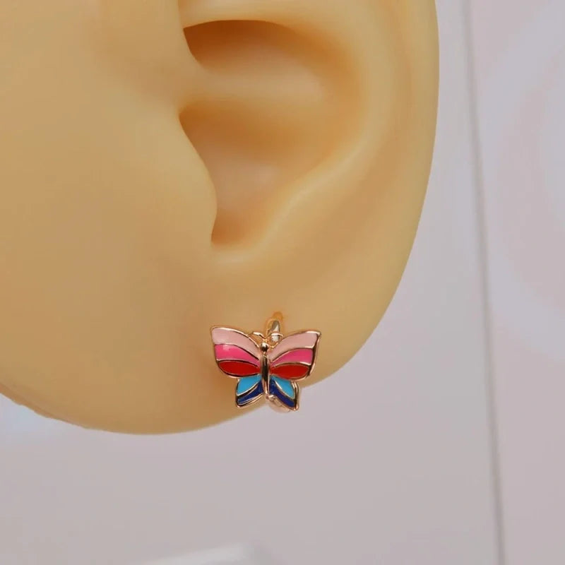 Colourful Butterfly Helix Piercing Earrings for Cartilage and Lobe - Gold Body