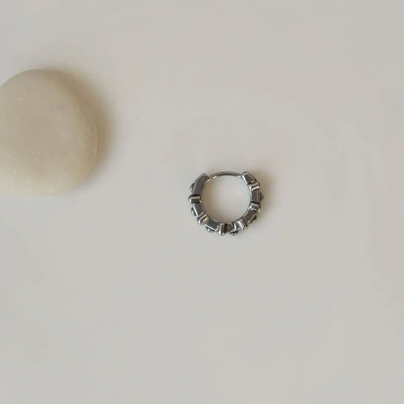Antique Hoop Earrings Mens Earring Mens Earrings Male  Huggie Thumb Vintage Silver Black