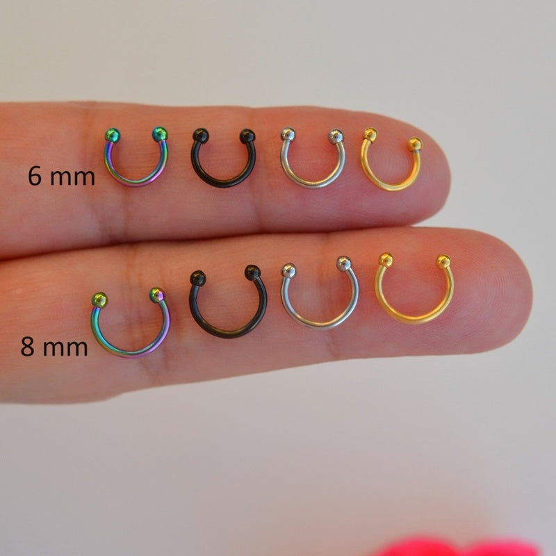 Mini Thin Horseshoe Earring Piercing Septum Ring  Nose  Ring Barbell  Lip Eyebrow Nose Bar For  Tragus, Helix, Cartilage Conch,