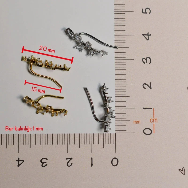 Spring Branch Zircon Cartilage Earring Ear Cuff Silver Colour