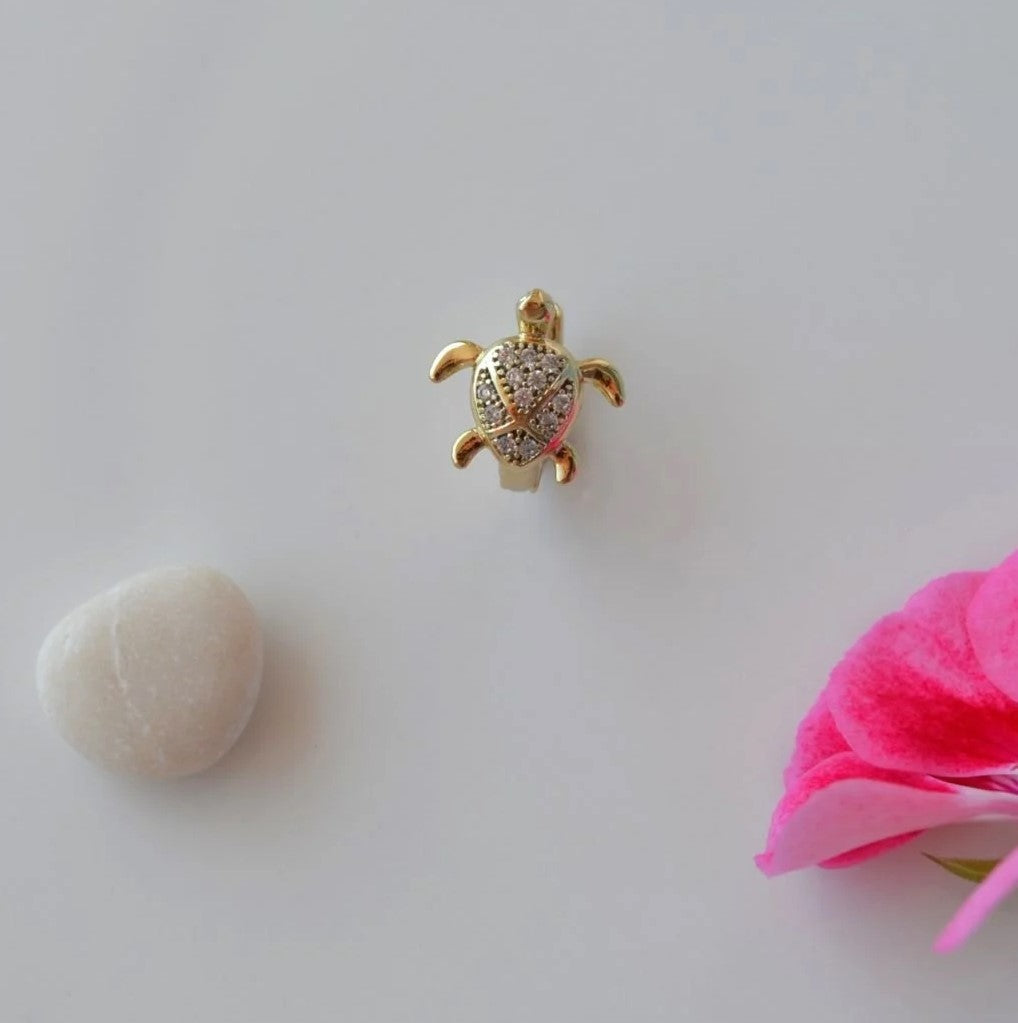Turtle Earring Piercing Helix Piercing for Cartilage and Lobe Animal Minimalist Cute  Single Piece Zircon Stoned Earring Gold Earrings