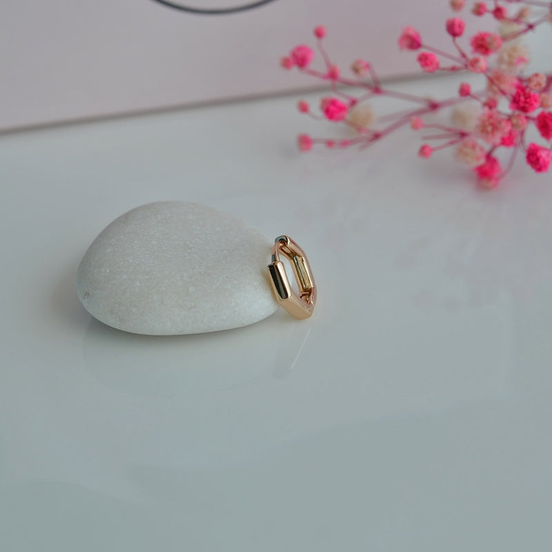 Pentagonal Earrings  Oval Ring Earrings, Piercing for Tragus, Helix, and Cartilage Gold Silver Gift For Her