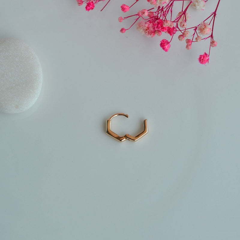 Pentagonal Earrings  Oval Ring Earrings, Piercing for Tragus, Helix, and Cartilage Gold Silver Gift For Her