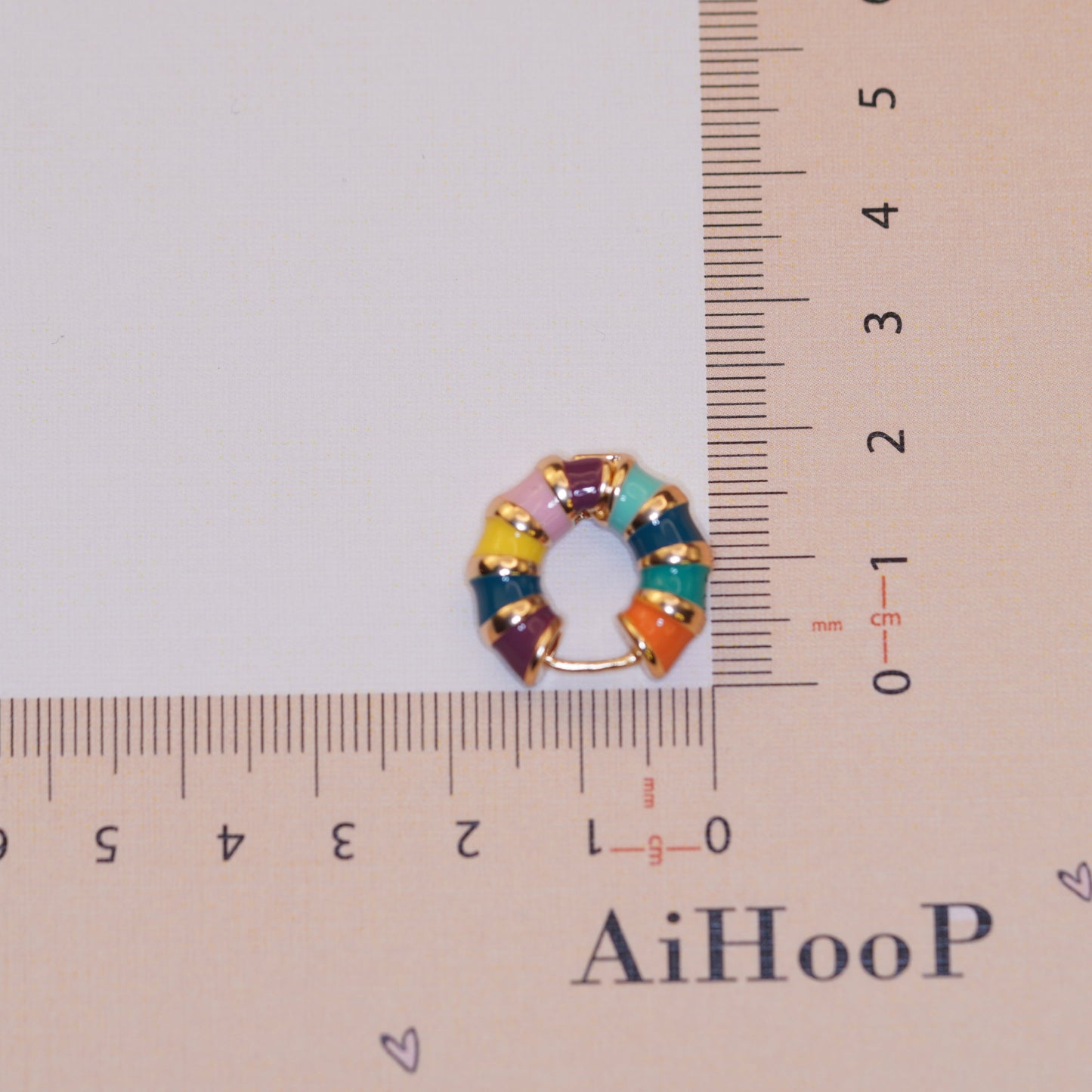 Curved Steel Hoop Earrings with Coloured Enamel in Gold and Silver