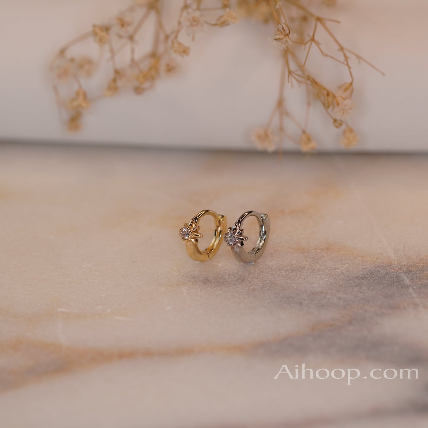 Gold Polar Star Earring, Star Earring, Ring Tragus Piercing Helix Piercing Cartilage Earring Gold  Silver