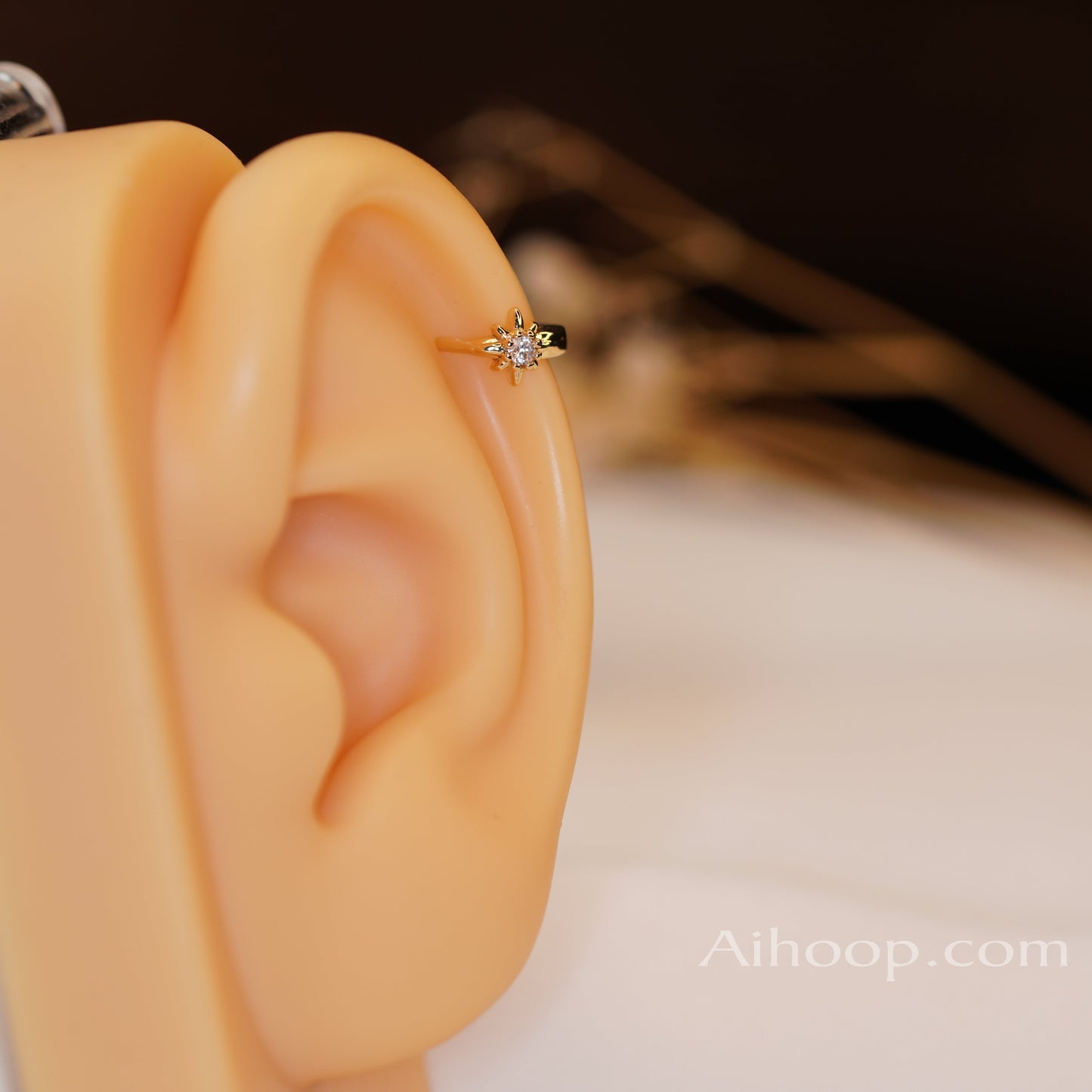 Gold Polar Star Earring, Star Earring, Ring Tragus Piercing Helix Piercing Cartilage Earring Gold  Silver