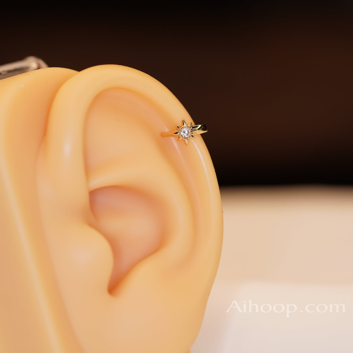 Gold Polar Star Earring, Star Earring, Ring Tragus Piercing Helix Piercing Cartilage Earring Gold  Silver