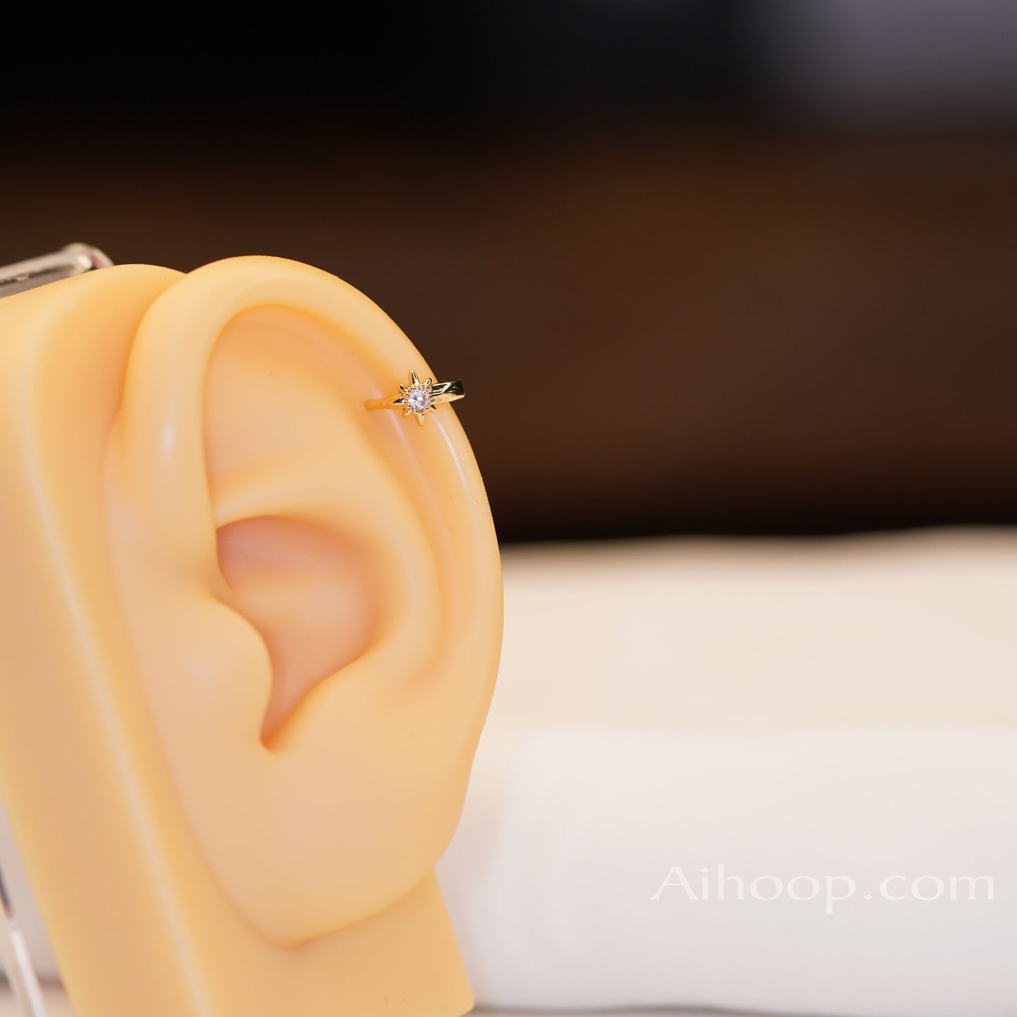 Gold Polar Star Earring, Star Earring, Ring Tragus Piercing Helix Piercing Cartilage Earring Gold  Silver