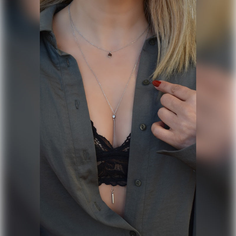 Lariat Necklace, Y Necklace,Long Necklace, Summer Necklace, Chain Necklace, Decollete Necklace, Dual Long Layering Necklace, Gold Silver