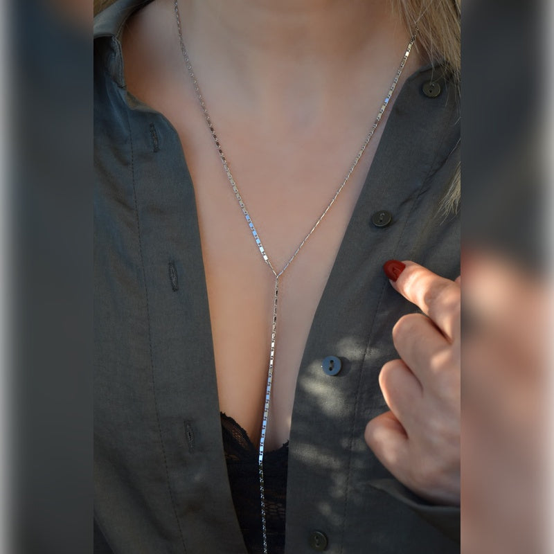 Lariat Necklace, Y Necklace,Long Necklace, Summer Necklace, Chain Necklace, Decollete Necklace, Dual Long Layering Necklace, Gold Silver