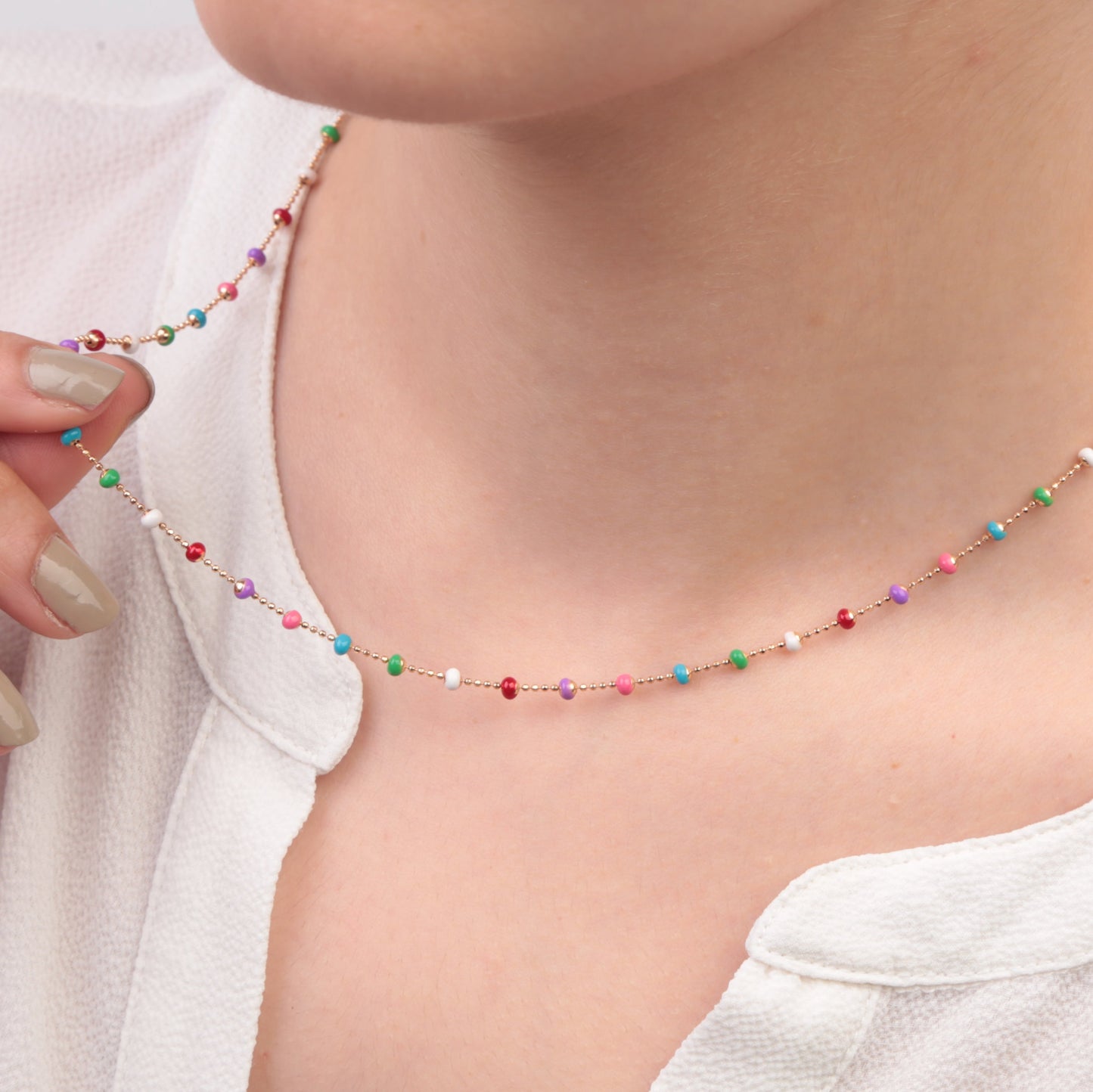 Beaded Necklace Women Necklace Colourful Necklace, Beads, Summer Necklace