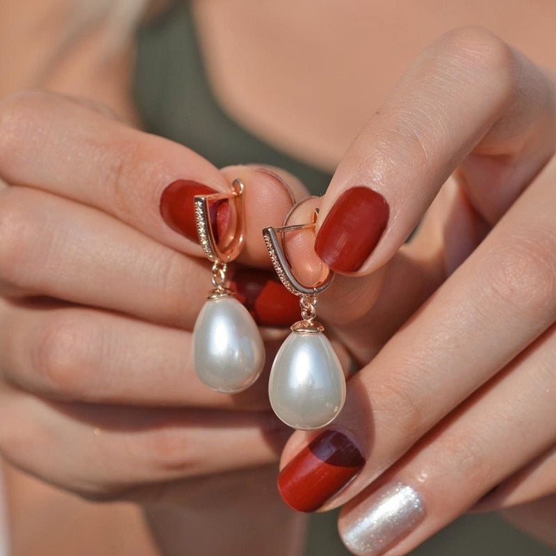 White Pearl Earrings Dangle Earrings Drop Earrings Hoop Earrings Earrings Hoop Gold Earrings Silver Earrings