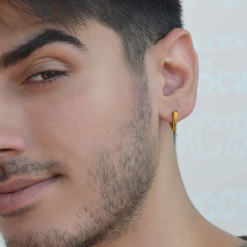 Triangle Steel  Mens Earring Mens Earrings Male  Huggie Antique Thumb Vintage