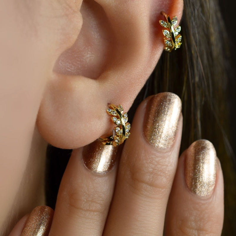 Leaf  Earrings, Spring  Earrings, Leaf Piercing Helix  Piercing, Cartilage Nature, Gift For Her, Silver