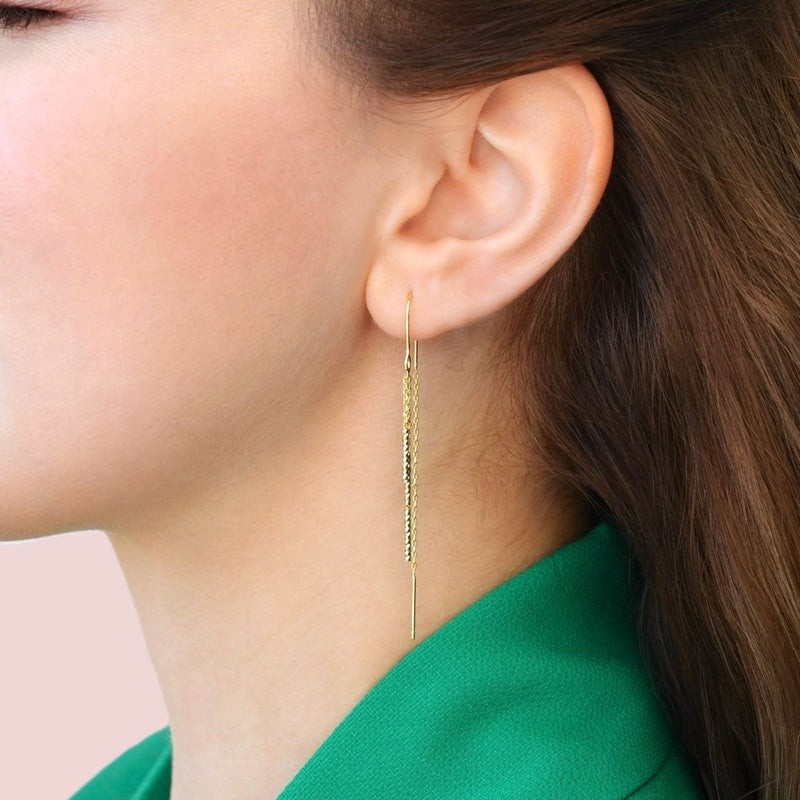 Dangle Chain Earrings Hook Earrings Hinged Earrings Huggie Earrings Chain Silver Gold