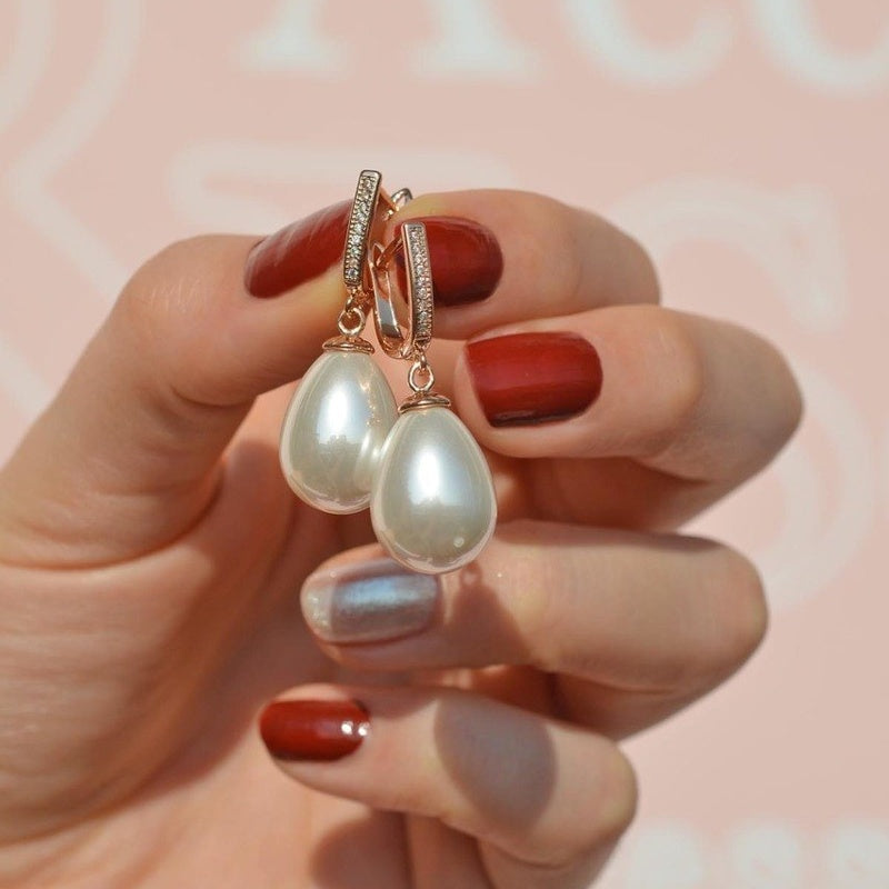 White Pearl Earrings Dangle Earrings Drop Earrings Hoop Earrings Earrings Hoop Gold Earrings Silver Earrings