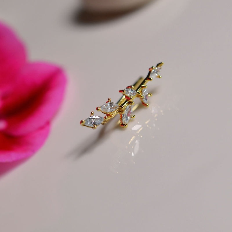 Spring Branch Zircon Cartilage Earring Ear Cuff Silver Colour