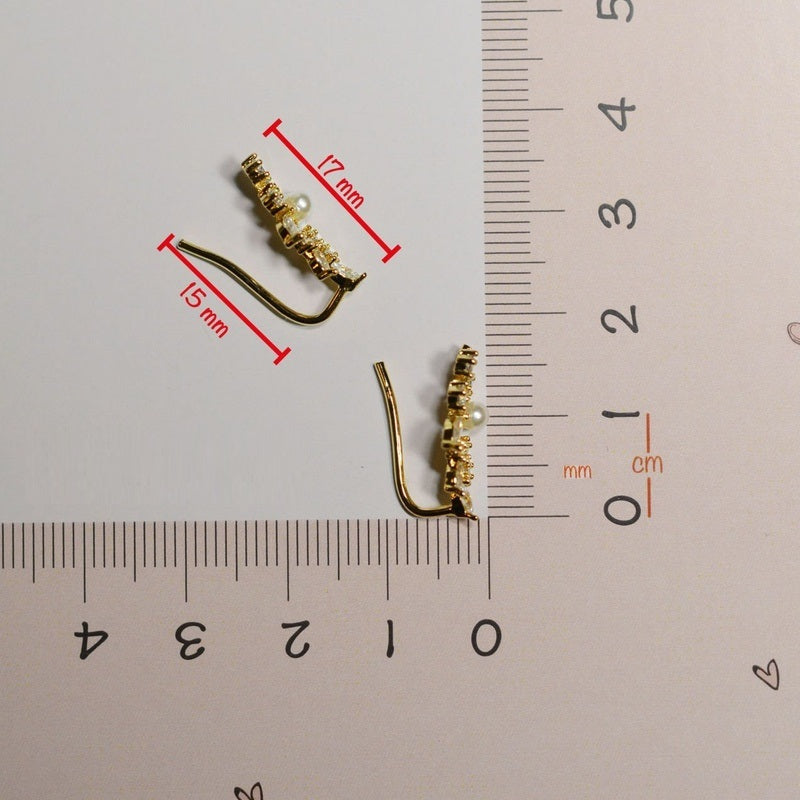 Leaf Earring With Pearls  For Cartilage Leaf Earrings Cartilage Earrings Leaf Piercing Single Gold Earrings Silver Earrings