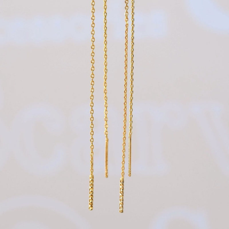 Long Chain Earrings Thin Chain Earrings Huggie Earrings Gold Chain Silver Chain Earring Set
