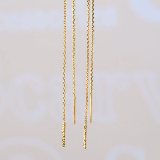 Long Chain Earrings Thin Chain Earrings Huggie Earrings Gold Chain Silver Chain Earring Set