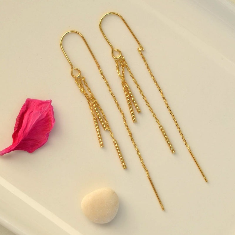 Dangle Chain Earrings Hook Earrings Hinged Earrings Huggie Earrings Chain Silver Gold