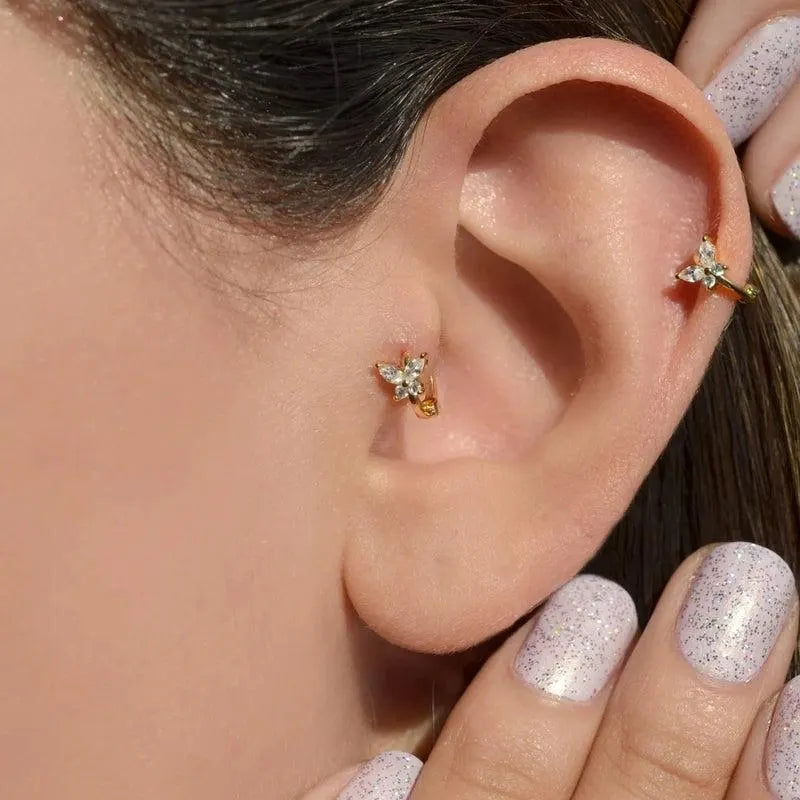Blue, Pink; Purple, Butterfly Earring, Butterfly Jewelry,  Ring Piercing, Tragus Piercing, Cartilage Earrings  Helix Earrings  Gift For Her