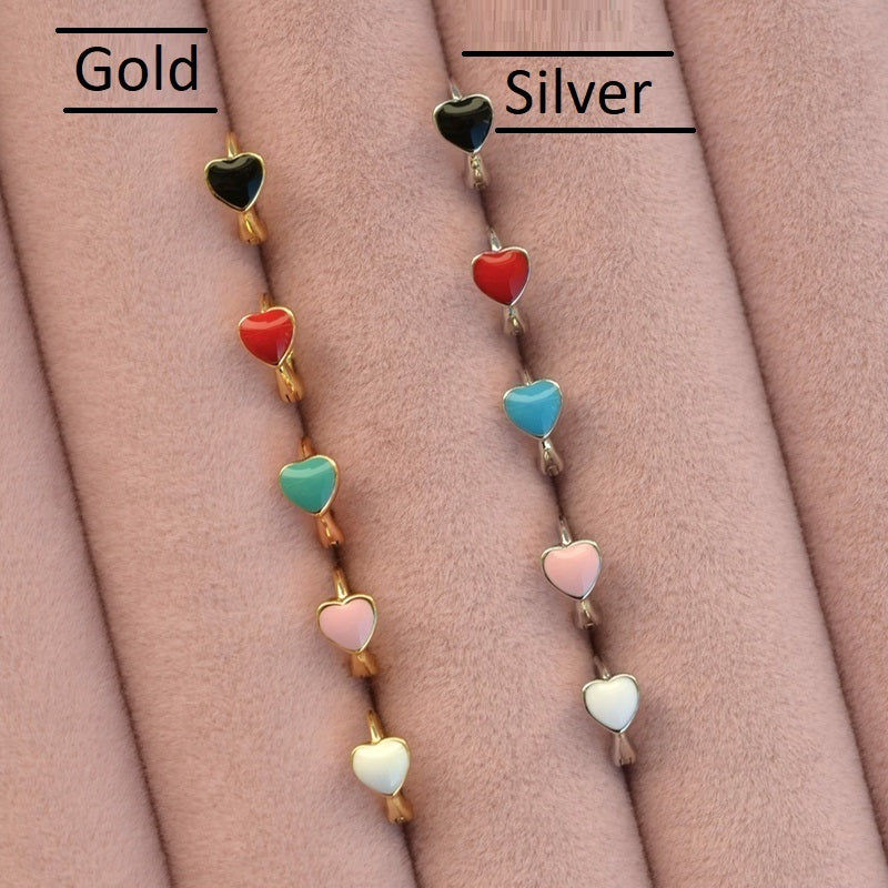 Heart Ring Piercing Black  Blue   Green  Pink  Purple  Red  White Earring Single