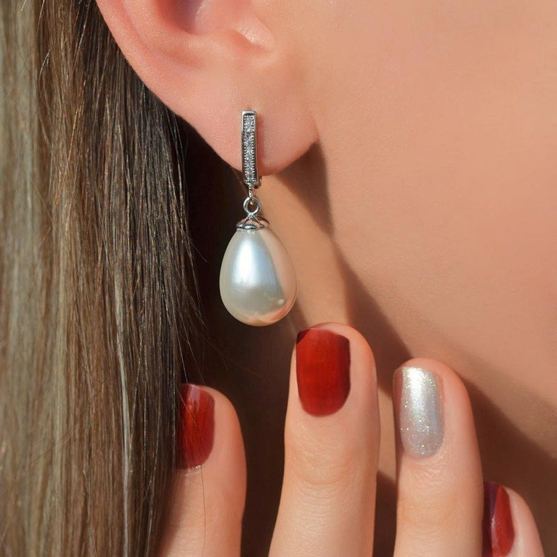 White Pearl Earrings Dangle Earrings Drop Earrings Hoop Earrings Earrings Hoop Gold Earrings Silver Earrings