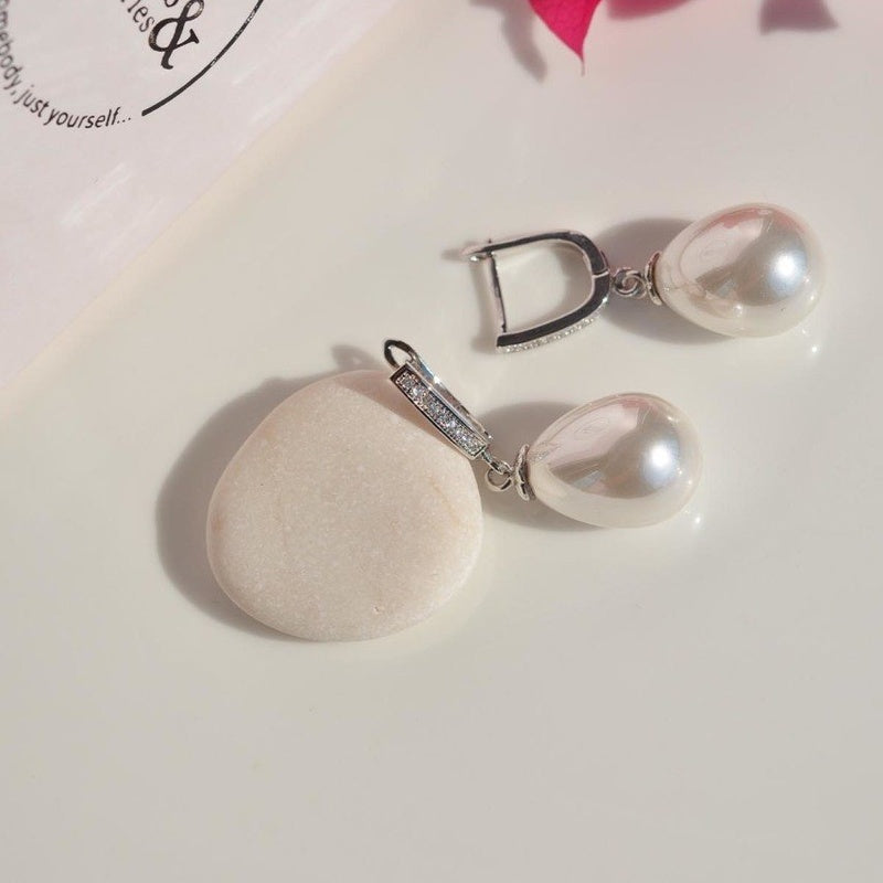 White Pearl Earrings Dangle Earrings Drop Earrings Hoop Earrings Earrings Hoop Gold Earrings Silver Earrings