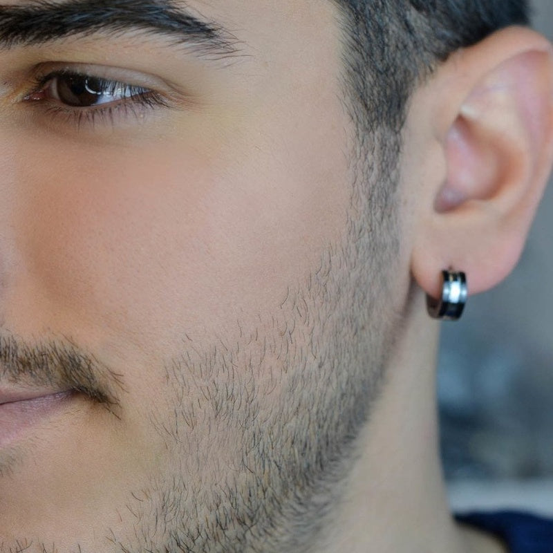 Steel Hoop Mens Earring Mens Earrings Male  Huggie Antique Thumb Vintage