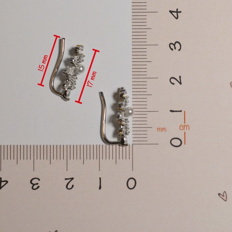 Leaf Earring With Pearls  For Cartilage Leaf Earrings Cartilage Earrings Leaf Piercing Single Gold Earrings Silver Earrings