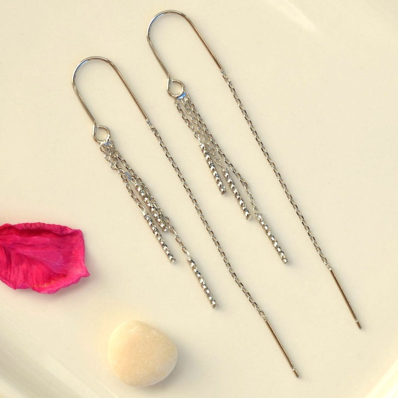 Dangle Chain Earrings Hook Earrings Hinged Earrings Huggie Earrings Chain Silver Gold