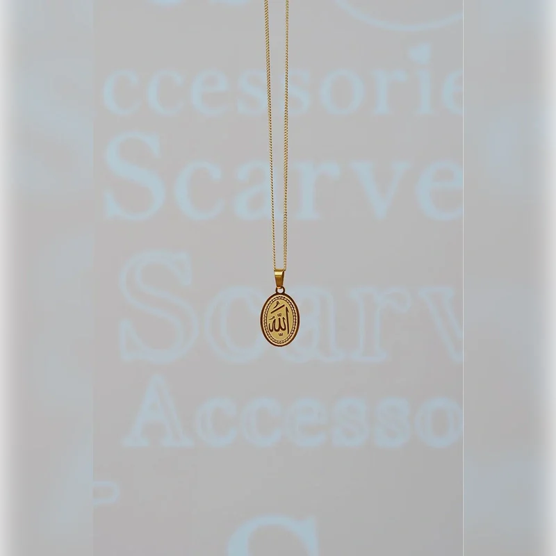 Allah Written Necklace Women's Gold Colour