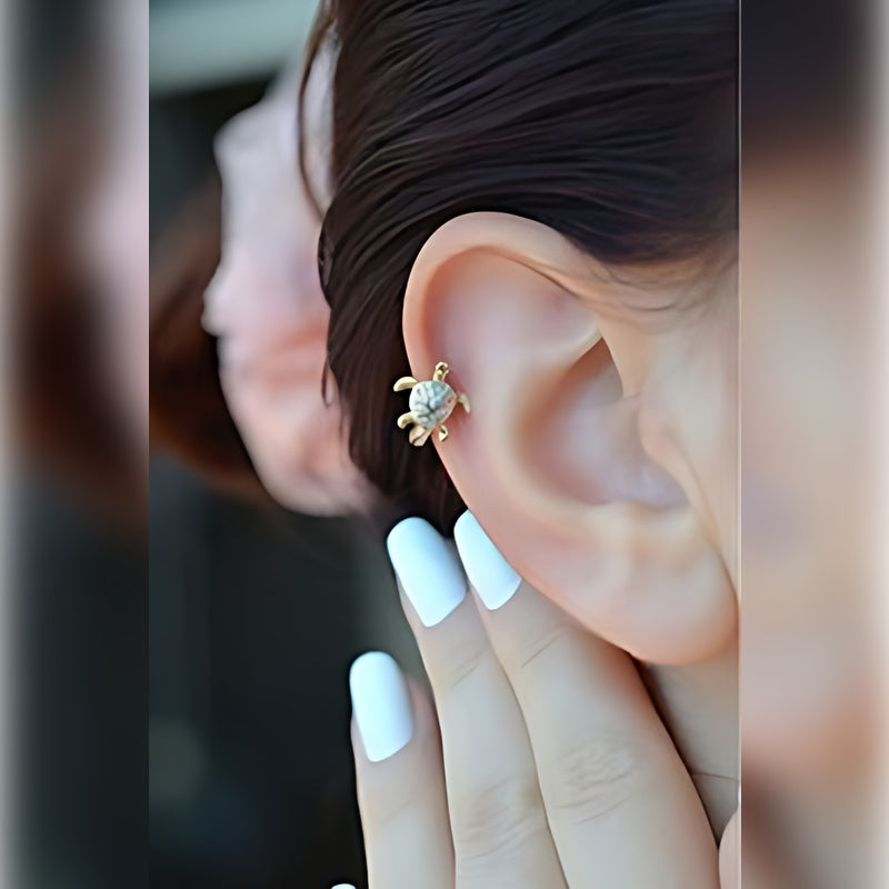 Turtle Earring Piercing Helix Piercing for Cartilage and Lobe Animal Minimalist Cute  Single Piece Zircon Stoned Earring Gold Earrings