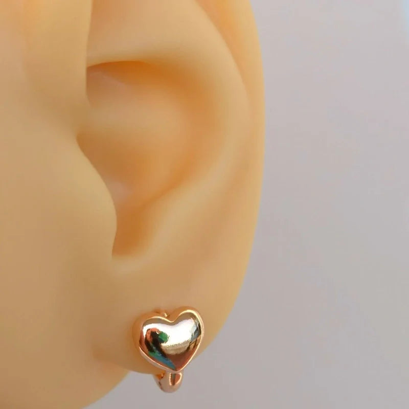 Heart Earrings Curved   Earrings in Ring Gold and Silver Earrings