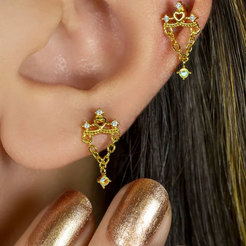 Ear Chain,  Dangle Earrings,Dangle Stud,  Upper Lobe Earrings, Stud Earrings, Piercing Cartilage, Helix Earrings, Gift For Her