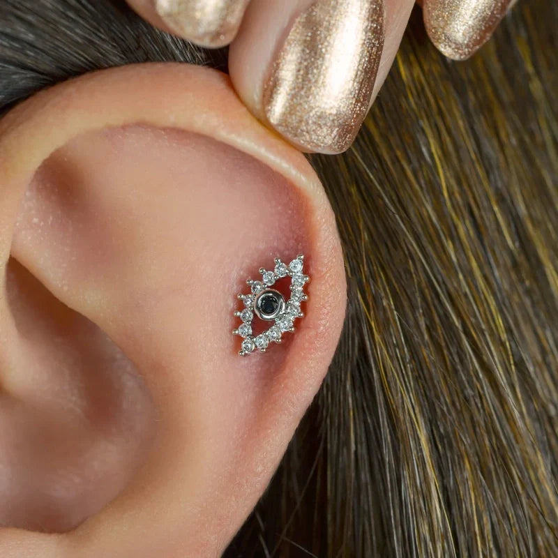 Zircon Eye Evil Earring, Eye Earrings, Stud Earring,   Piercing Tragus Helix Cartilage Conch