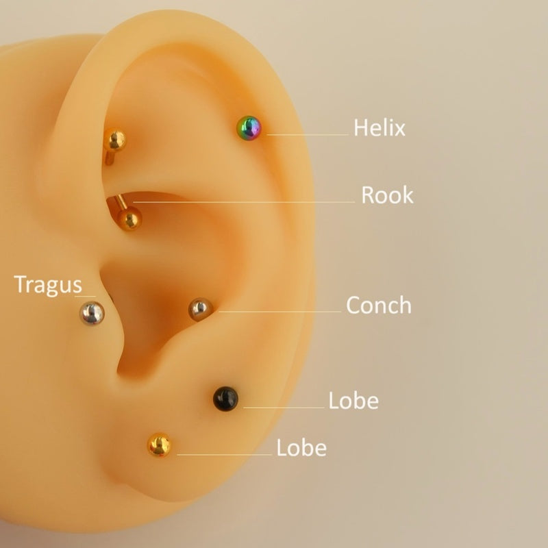 Eyebrow Bar Piercing Curved Barbell Vertical Labret Piercing Rook Daith Cartilage Helix Tragus 6mm 8mm 10mm 12mm