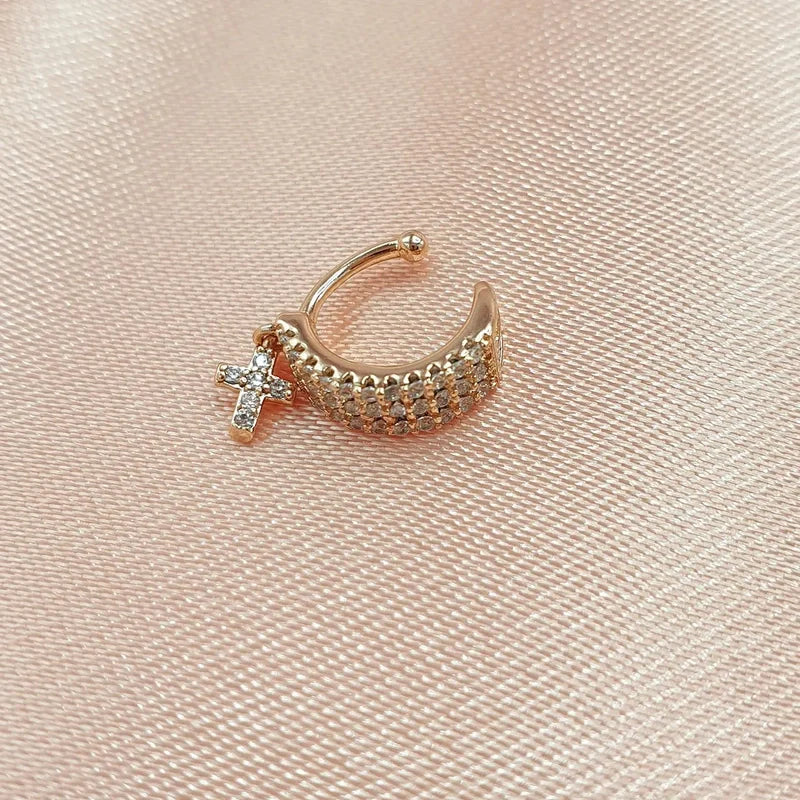 Cross Ear Cuff Dangle Earring Drop Earring  Cross Model Compression Cartilage Earrings Dangle Cross Stone Dangle Earrings