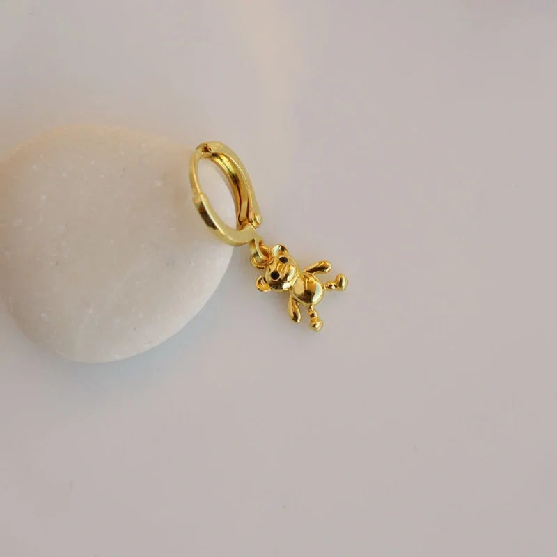 Teddy Bear Dangling Ring Dangle Bear Piercing for Helix and Cartilage  Gold Colour