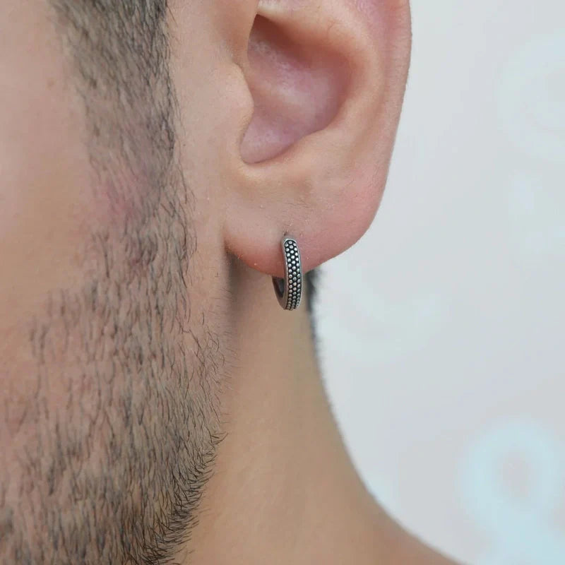 Antique Model Mens Earrings Steel Hoop Mens Earring Male  Huggie Antique Thumb Vintage