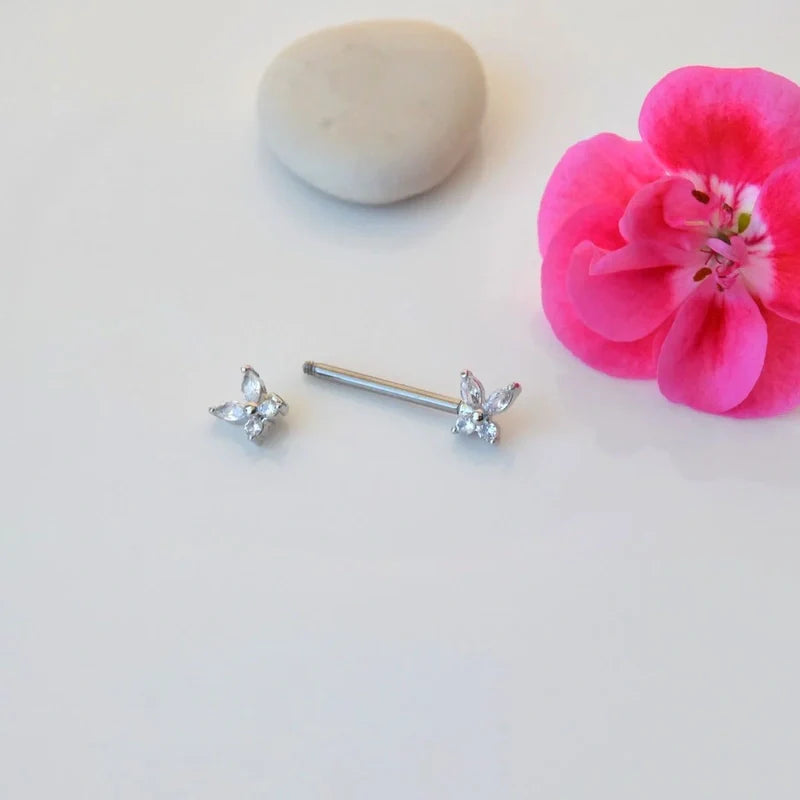 Butterfly Charm Butterfly Nipple Piercing Nipple Barbells Nipple Bar Body Piercing Bridge Barbells Body Jewelry Silver