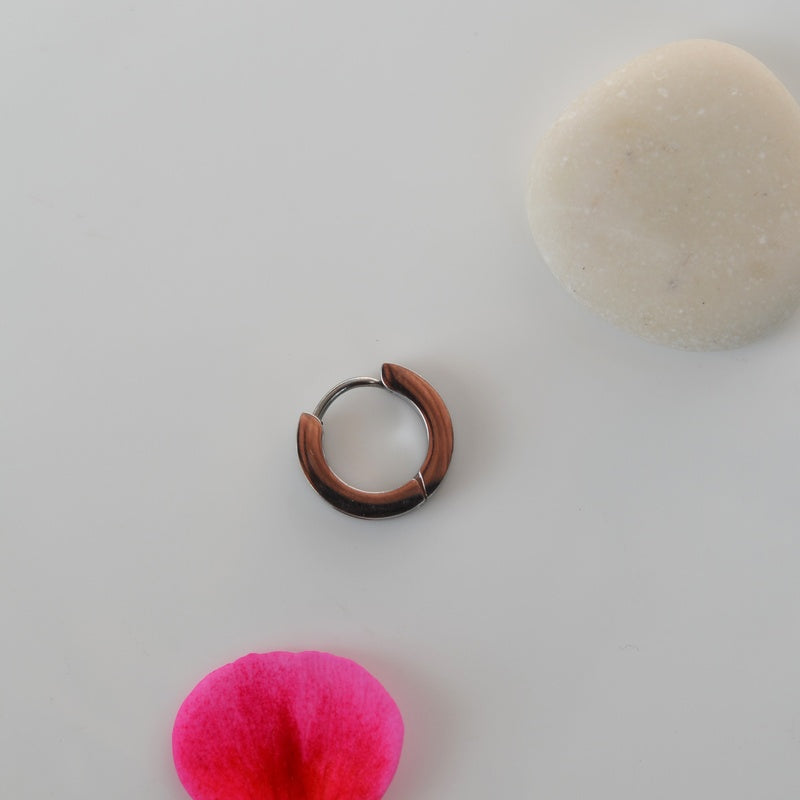 Mens Steel Hoop Earring Black and Silver Mens Earring Mens Earrings